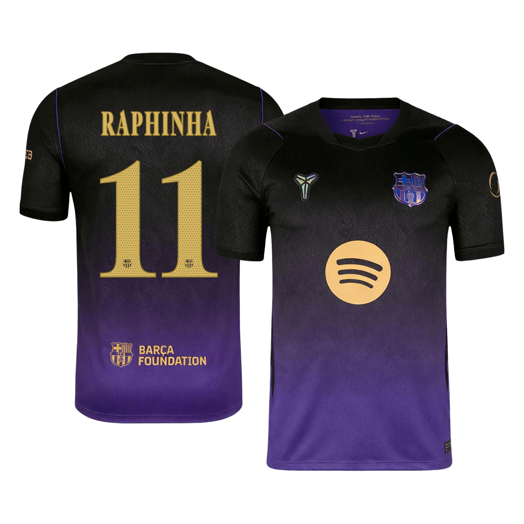 RAPHINHA #11 Barcelona x Kobe Bryant Away Football Jersey 2026/27 Black/Purple- UCL