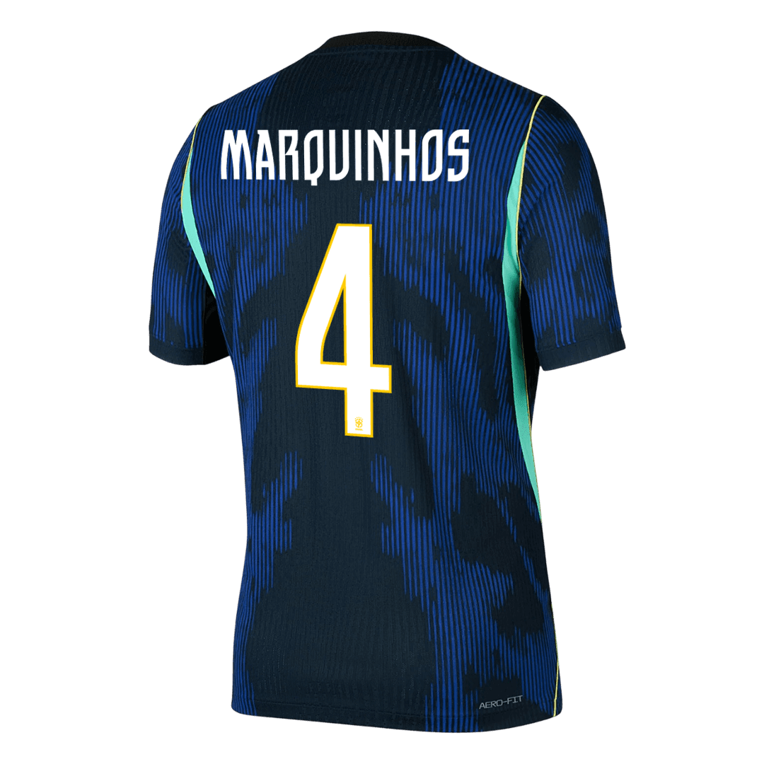 Authentic MARQUINHOS #4 Brazil Away Soccer Jersey 2026