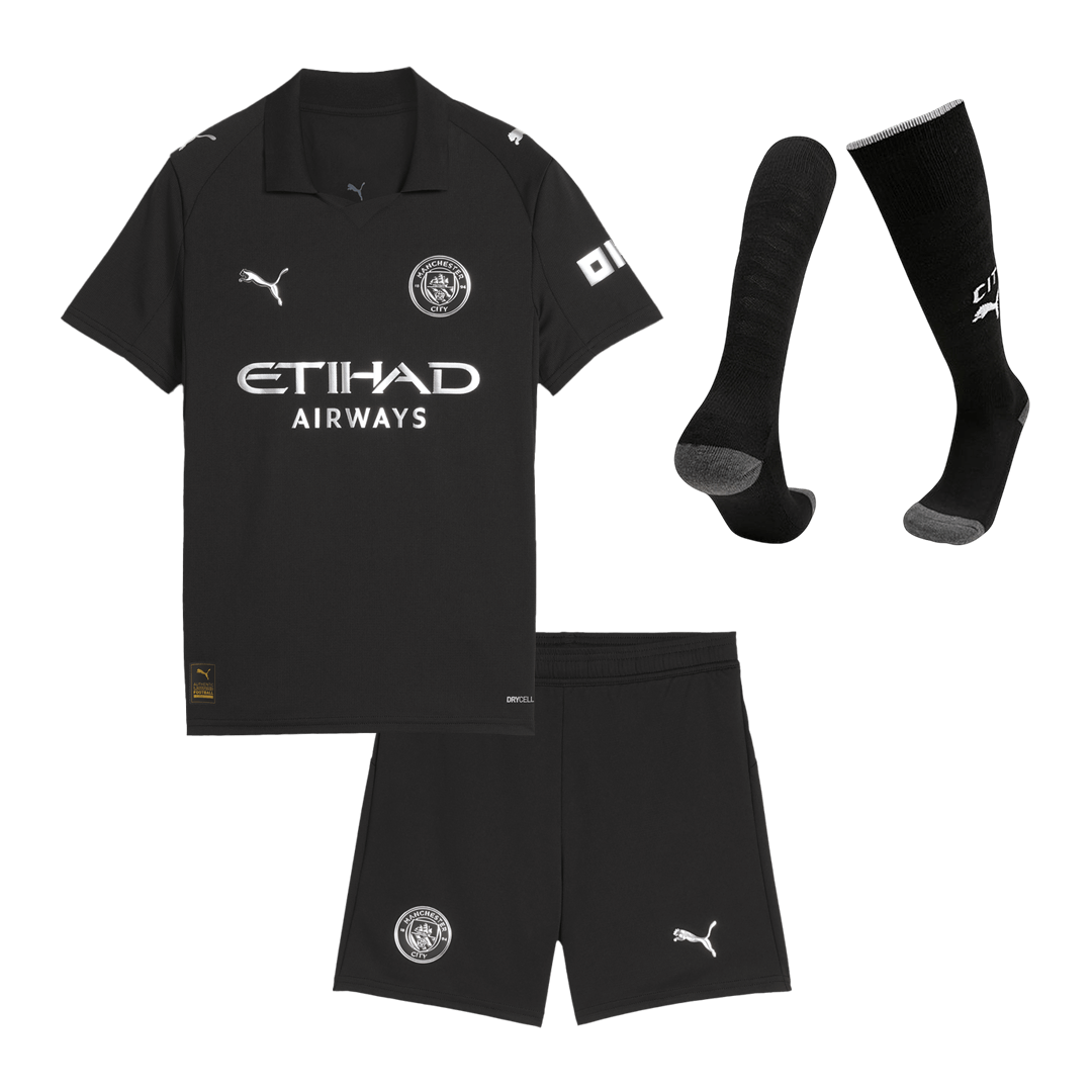Kid's Manchester City Away Soccer Jersey Kit(Jersey+Shorts+Socks) 2025/26