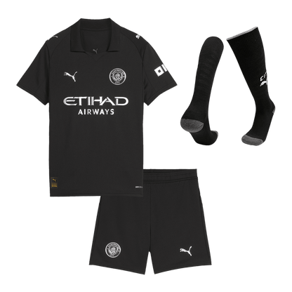 Kid's Manchester City Away Soccer Jersey Kit(Jersey+Shorts+Socks) 2025/26