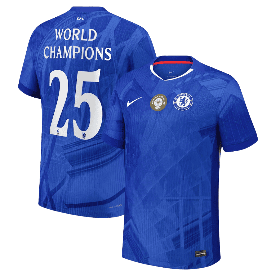 Authentic WORLD CHAMPIONS #25 Chelsea Home Soccer Jersey 2025/26 Blue - with chest badge