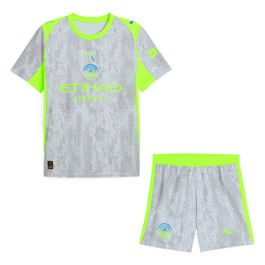 Manchester City Third Away Soccer Jersey Kit(Jersey+Shorts) 25/26 Gray