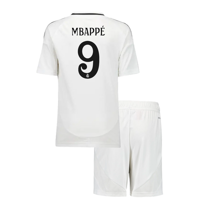 MBAPPÉ #9 Kid's Real Madrid Home Football Shirt Kit (Shirt+Shorts) 2024/25 Football Kit UK