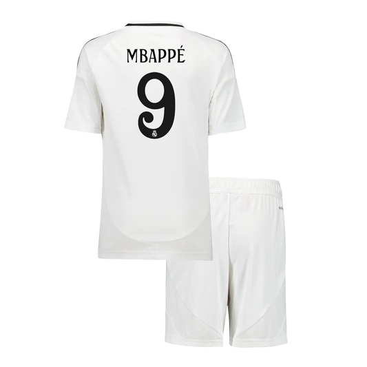 MBAPPÉ #9 Kid's Real Madrid Home Football Shirt Kit (Shirt+Shorts) 2024/25 Football Kit UK