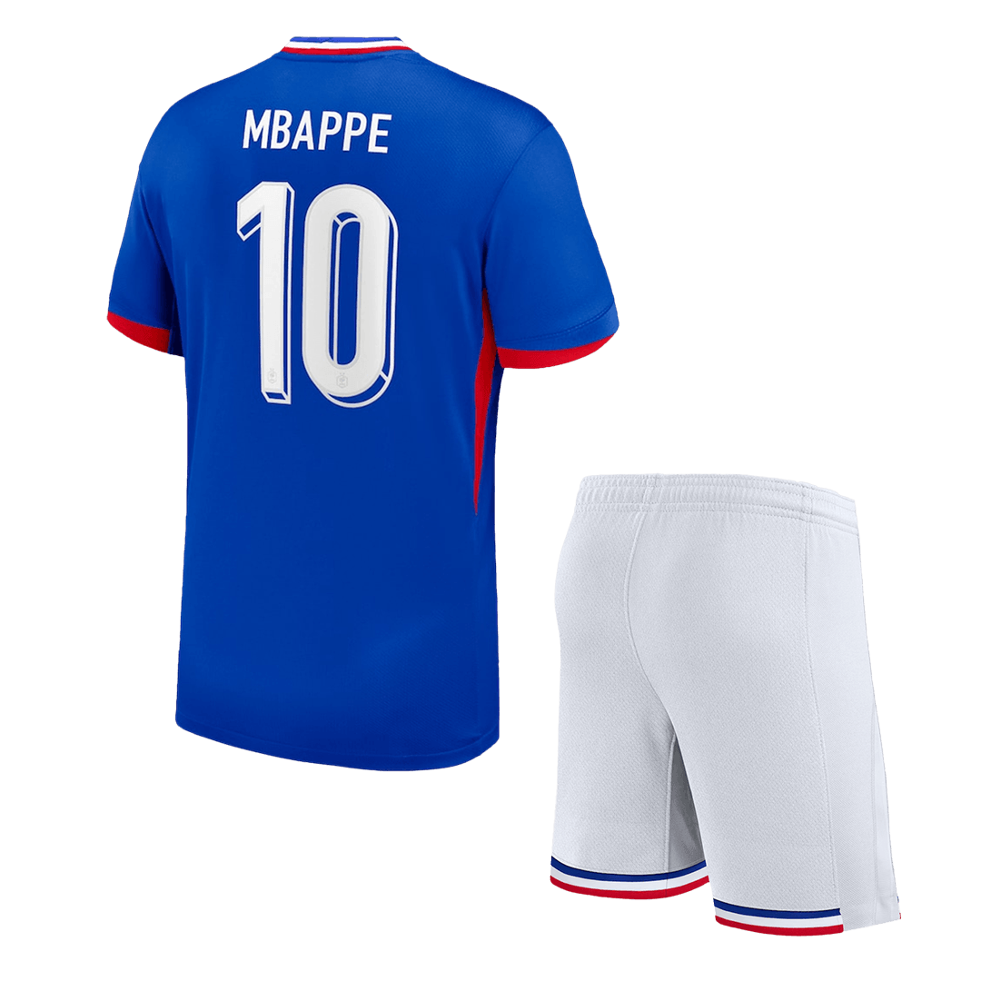 Kid's MBAPPE #10 France Home Soccer Jersey Kit(Jersey+Shorts) Euro 2024
