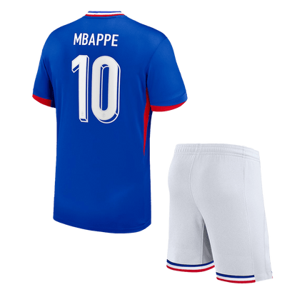 Kid's MBAPPE #10 France Home Soccer Jersey Kit(Jersey+Shorts) Euro 2024