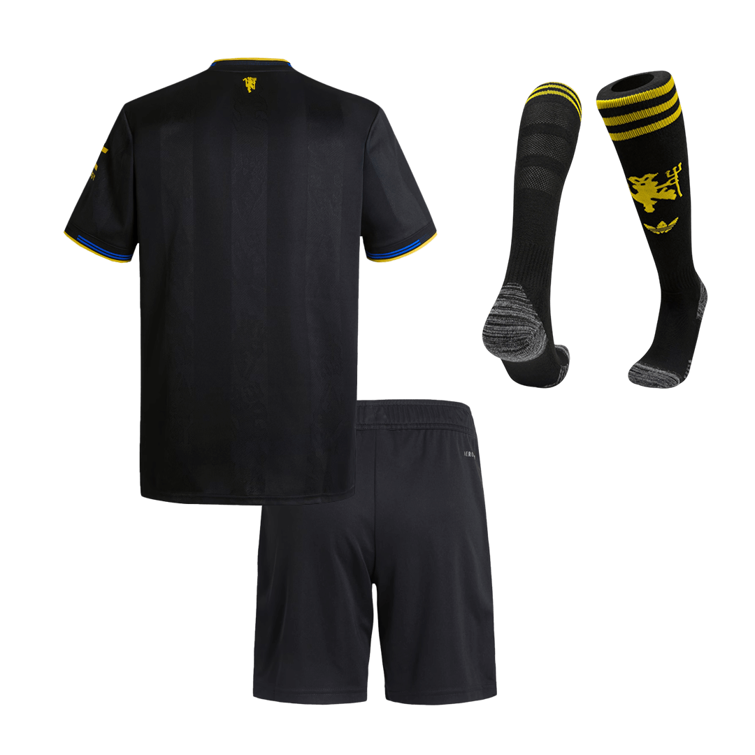 Kid's Manchester United Third Away Soccer Jersey Kit(Jersey+Shorts+Socks) 25/26 Black