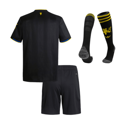 Kid's Manchester United Third Away Soccer Jersey Kit(Jersey+Shorts+Socks) 25/26 Black