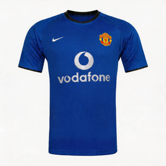 Men Retro Fan Version 02/03 Manchester United Third Soccer Jersey Blue