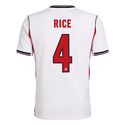 RICE #4 England Home Soccer Jersey World Cup 2026 White