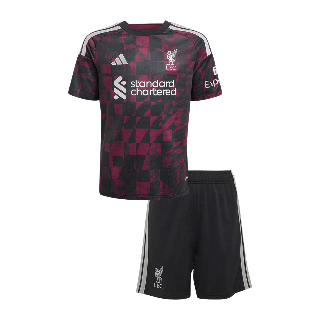 Kids Liverpool Third Soccer Jersey Kit (Jersey+Shorts) 2026/27 Red&Black