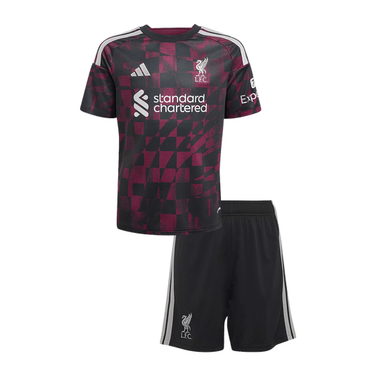Kids Liverpool Third Football Jersey Kit (Jersey+Shorts) 2026/27 Red&Black