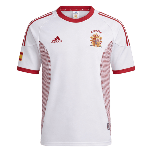 Men Retro Fan Version Spain Away Soccer Jersey World Cup 2002 White