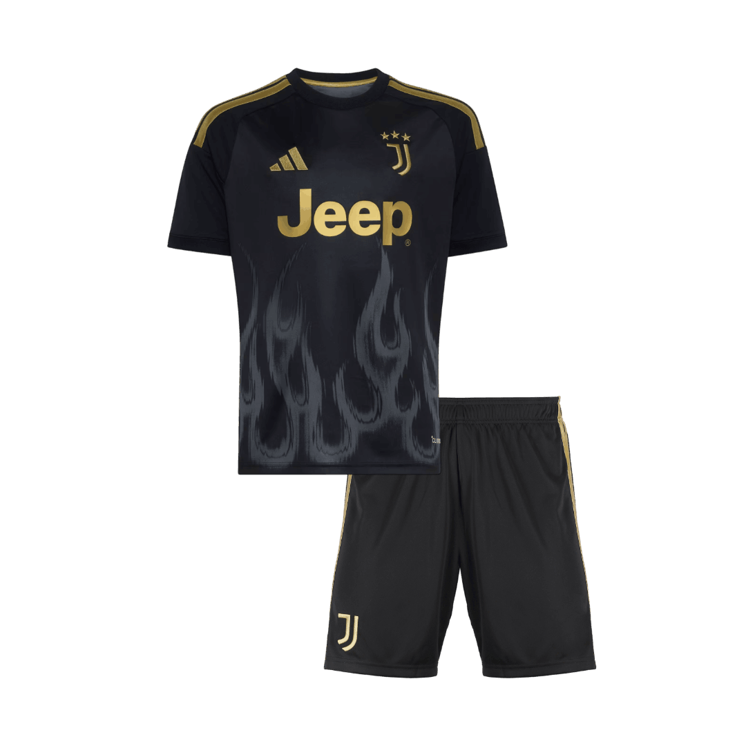Kids Juventus Third Soccer Jersey Kit (Jersey+Shorts) 2026/27 Black
