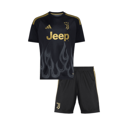Kids Juventus Third Soccer Jersey Kit (Jersey+Shorts) 2026/27 Black