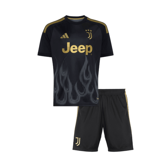 Kids Juventus Third Soccer Jersey Kit (Jersey+Shorts) 2026/27 Black