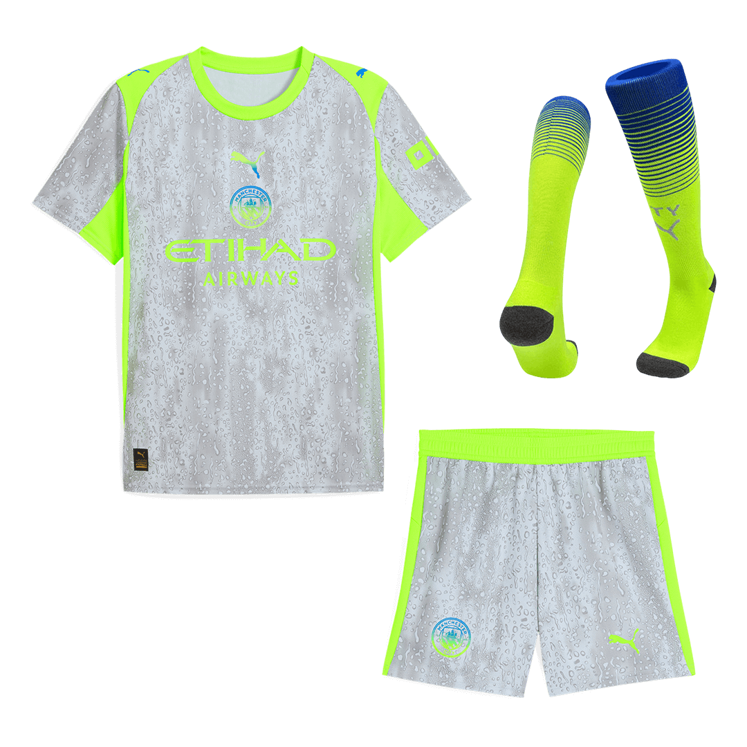 Manchester City Third Away Soccer Jersey Kit(Jersey+Shorts+Socks) 25/26 Gray
