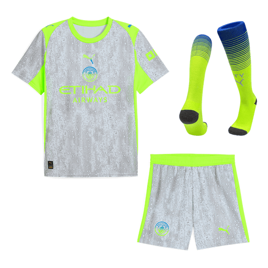 Manchester City Third Away Soccer Jersey Kit(Jersey+Shorts+Socks) 25/26 Gray