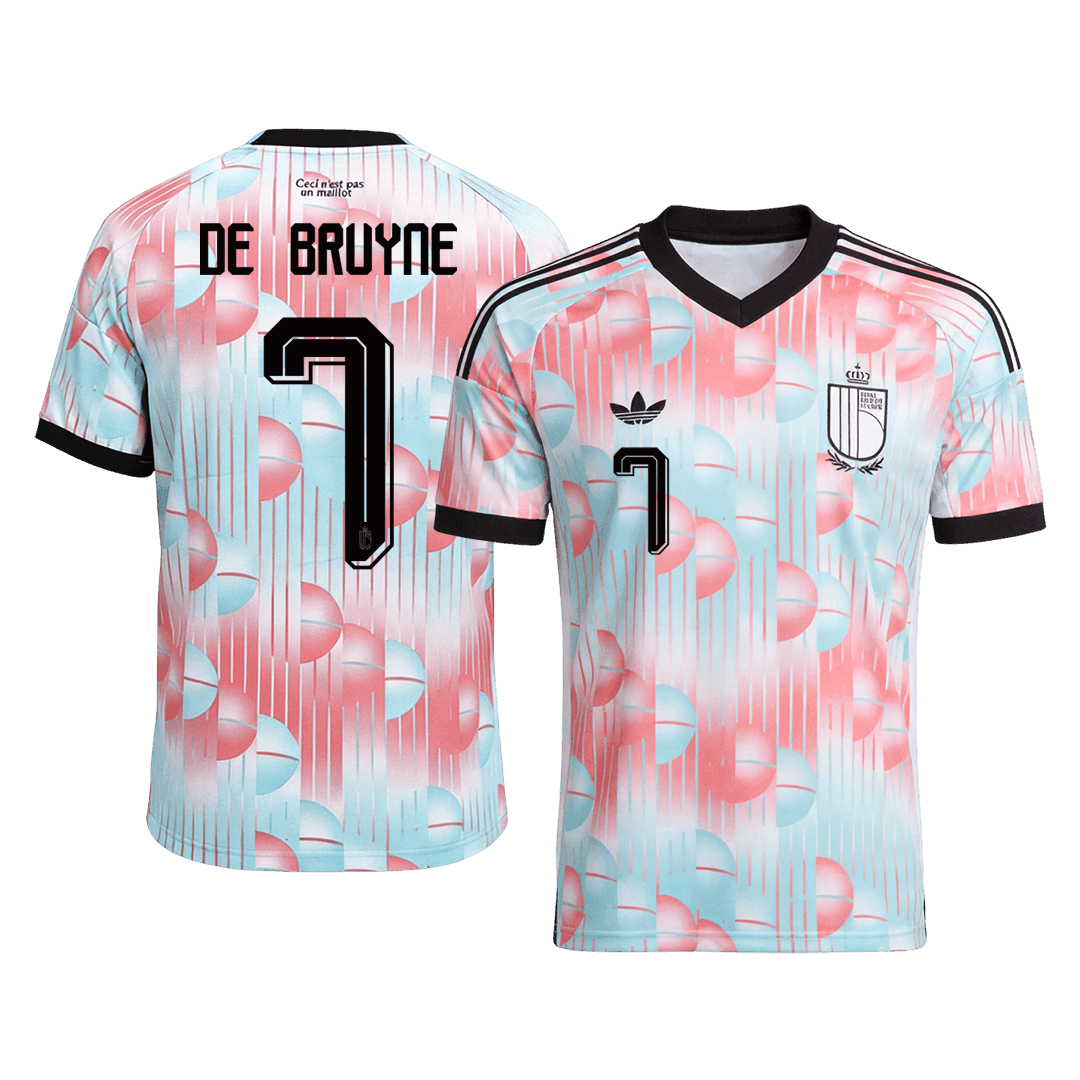 DE BRUYNE #7 Belgium Away Soccer Jersey World Cup 2026 Blue&Pink