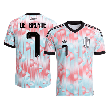 DE BRUYNE #7 Belgium Away Soccer Jersey World Cup 2026 Blue&Pink