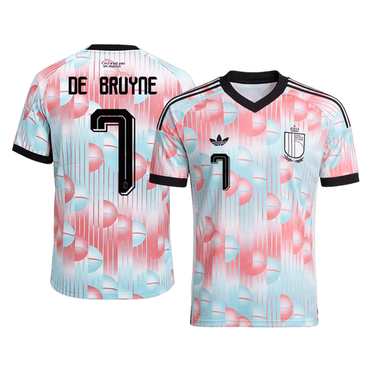 DE BRUYNE #7 Belgium Away Football Shirt World Cup 2026 Blue&Pink