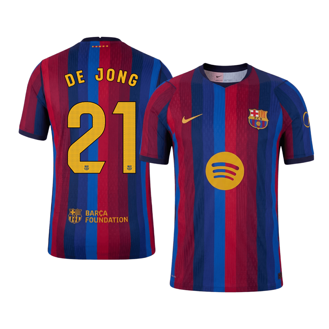 player version F. DE JONG #21 Barcelona Home Soccer Jersey 2026/27
