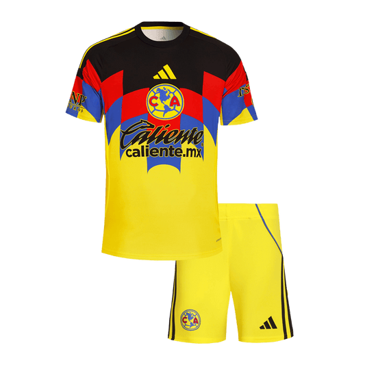 Kid's Club America Home Soccer Jersey Kit(Jersey+Shorts) 2025/26 Yellow