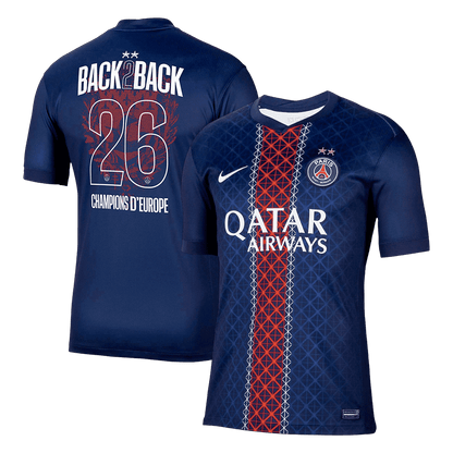 2025/26 PSG Home Soccer Jersey Champions of Europe 2026 Print Navy