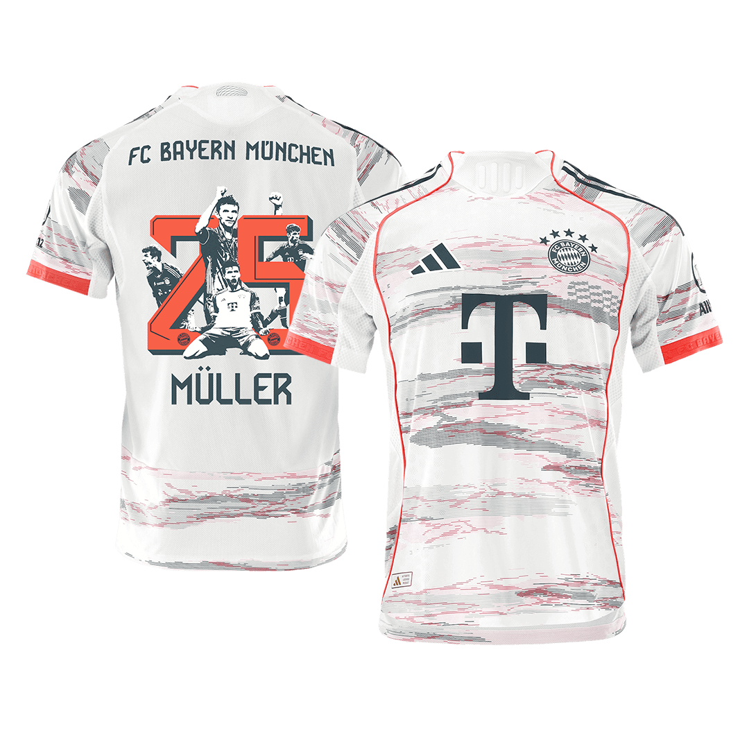 Authentic MÜLLER Special #25 Bayern Munich Away Soccer Jersey 2025/26 White
