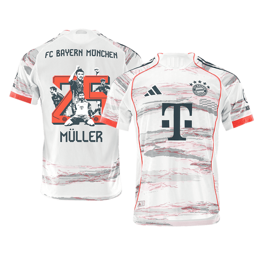Authentic MÜLLER Special #25 Bayern Munich Away Soccer Jersey 2025/26 White