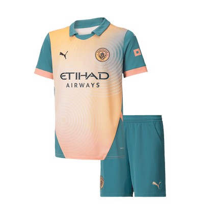 Kid's Manchester City Fourth Away 'Definitely City' Football Shirt Kit (Shirt+Shorts) 2024/25 Football Kit UK