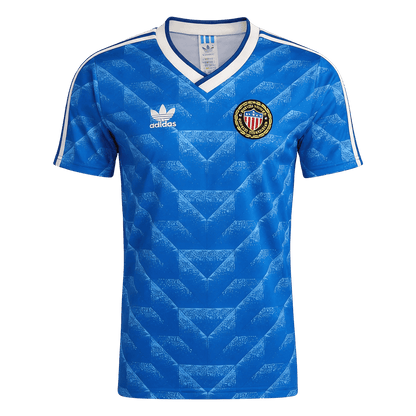 Men Retro Fan Version USA Away Soccer Jersey 1988 Blue