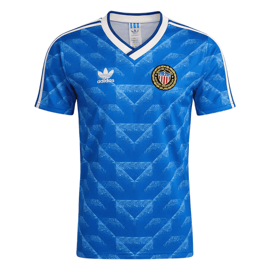 Men Retro Fan Version USA Away Soccer Jersey 1988 Blue
