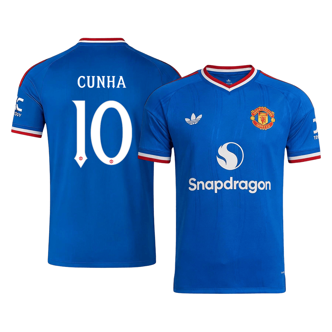 CUNHA #10 Manchester United Away Soccer Jersey 2026/27 Blue - UCL