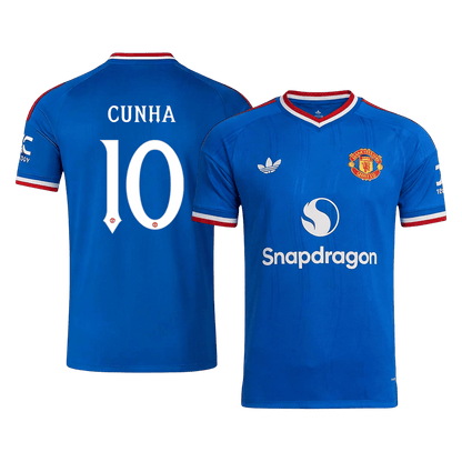 CUNHA #10 Manchester United Away Soccer Jersey 2026/27 Blue - UCL
