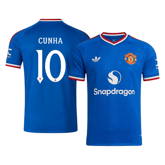 CUNHA #10 Manchester United Away Soccer Jersey 2026/27 Blue - UCL