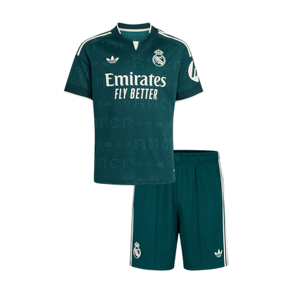 Player Version Kids Real Madrid Away Soccer Jersey Kit (Jersey+Shorts) 2026/27 Green