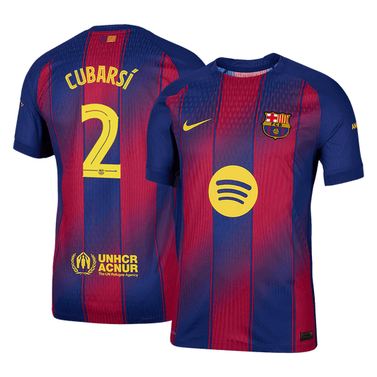 Authentic CUBARSÍ #2 Barcelona Home Soccer Jersey 2025/26 Red&Blue - UCL