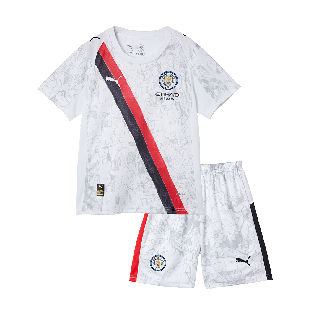 Kid's Manchester City KidSuper Soccer Jersey Kit(Jersey+Shorts) 2025/26 White - Club World Cup