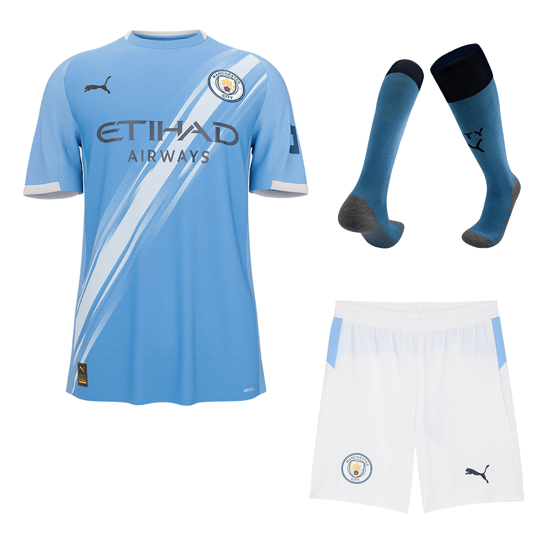 Manchester City Home Soccer Jersey Kit(Jersey+Shorts+Socks) 2025/26 Blue