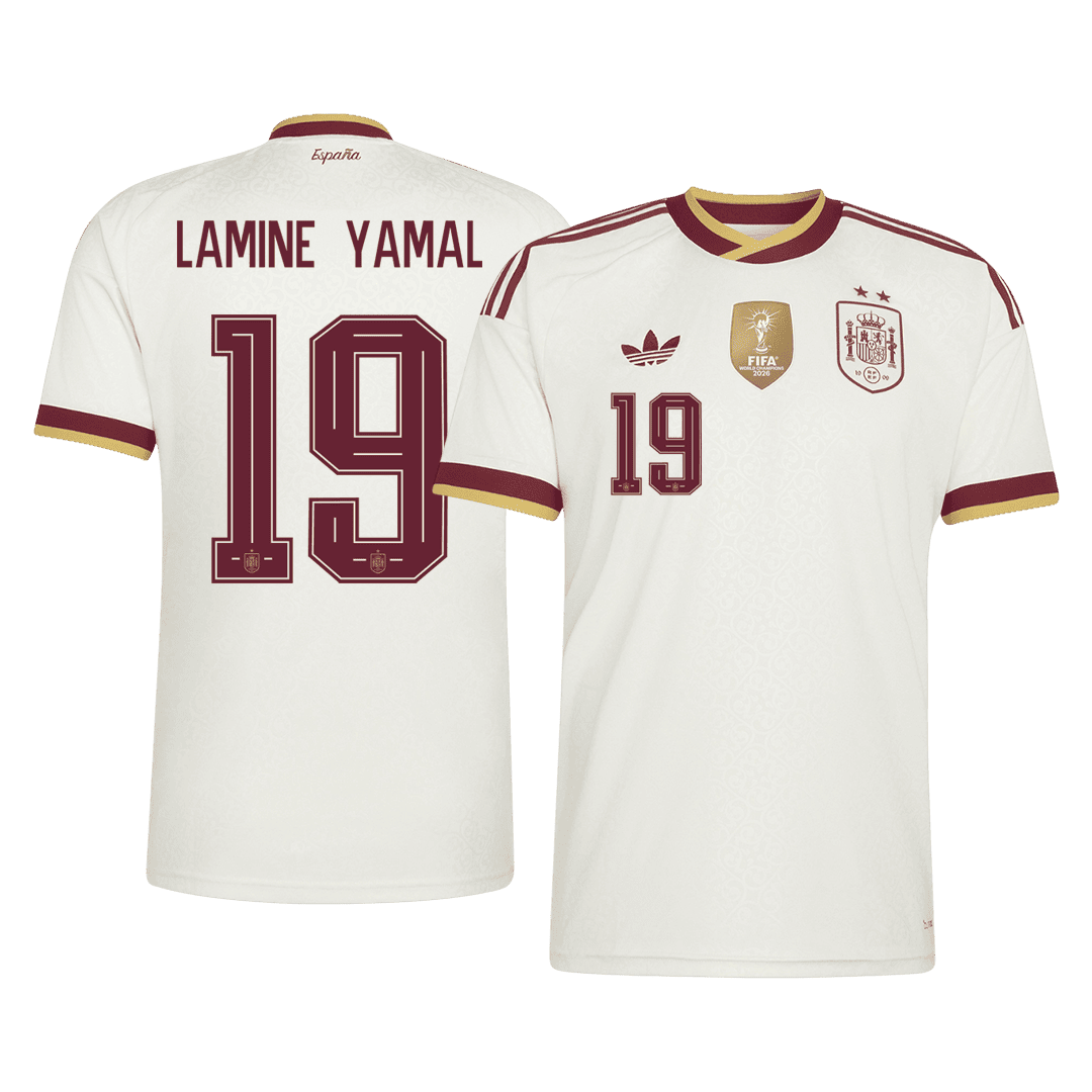 LAMINE YAMAL #19 Spain Champion Edition Away Soccer Jersey World Cup 2026 White