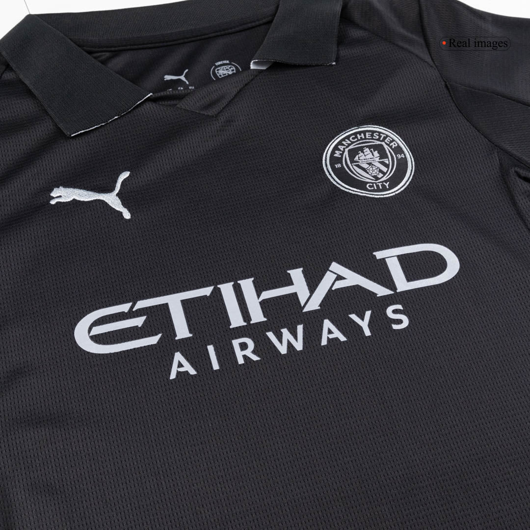 Kid's Manchester City Away Soccer Jersey Kit(Jersey+Shorts+Socks) 2025/26 Black