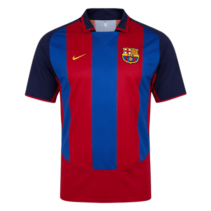 Men Retro Fan Version Barcelona Home Soccer Jersey 2003/04 Red&Blue