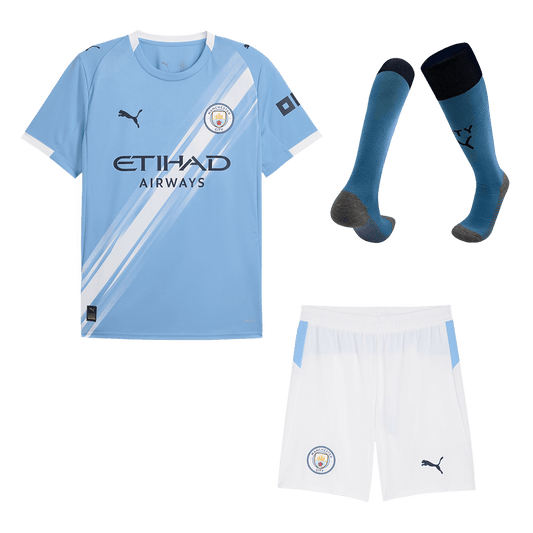 Manchester City Home Soccer Jersey Kit(Jersey+Shorts+Socks) 2025/26 Blue