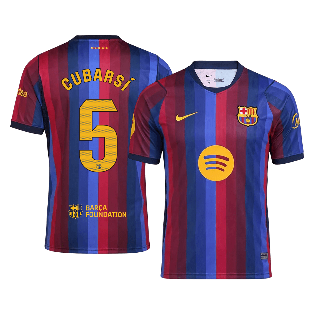 CUBARSÍ #5 Men Fan 26/27 Barcelona Home Soccer Jersey Short Sleeve Blue&Garnet