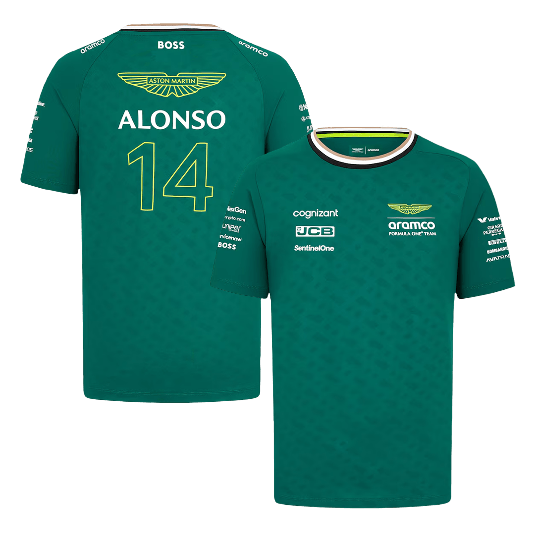 Aston Martin Aramco Cognizant F1 Racing Team Fernando Alonso Driver T-Shirt 2024 Football Kit UK