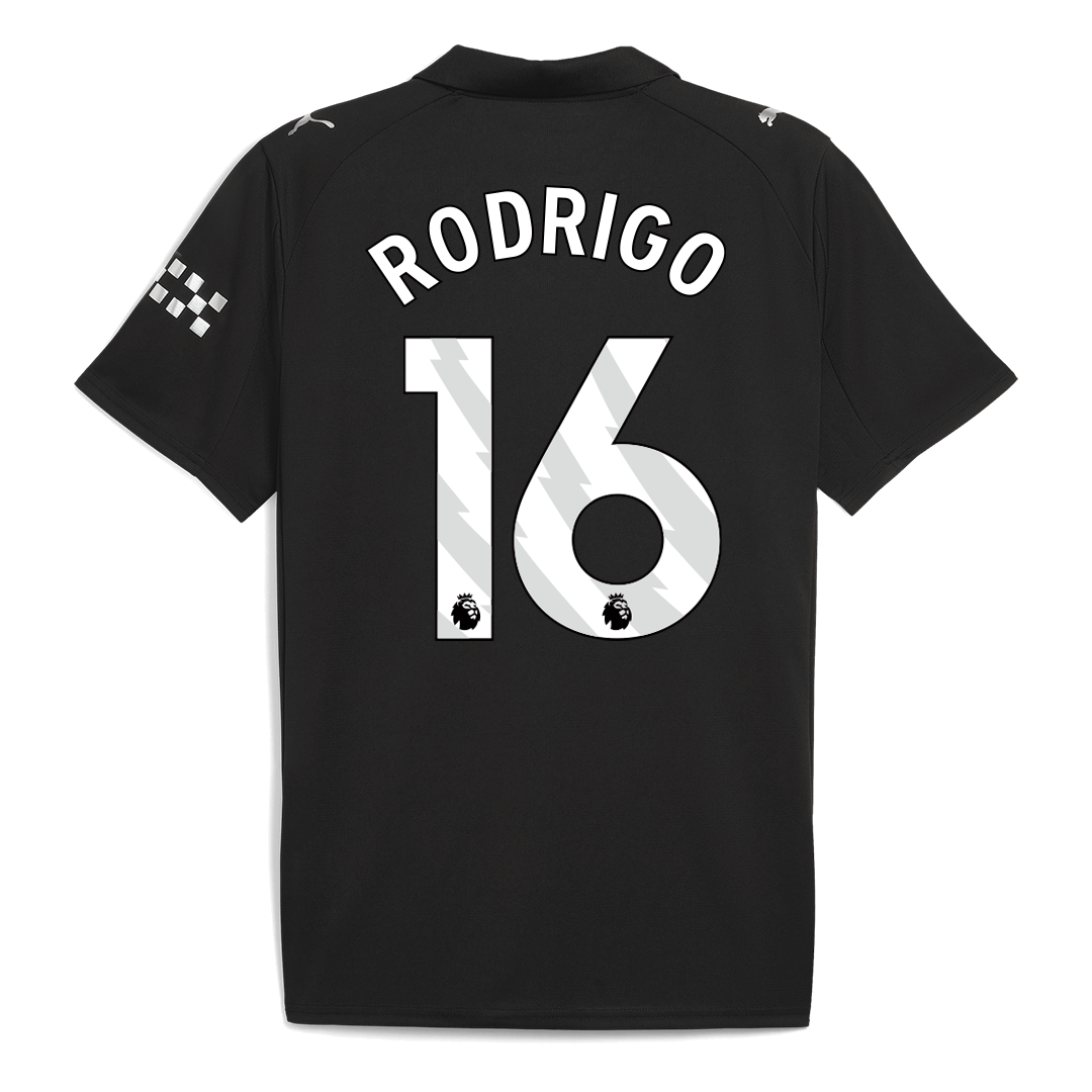 RODRIGO #16 Manchester City Away Soccer Jersey 2025/26 Black