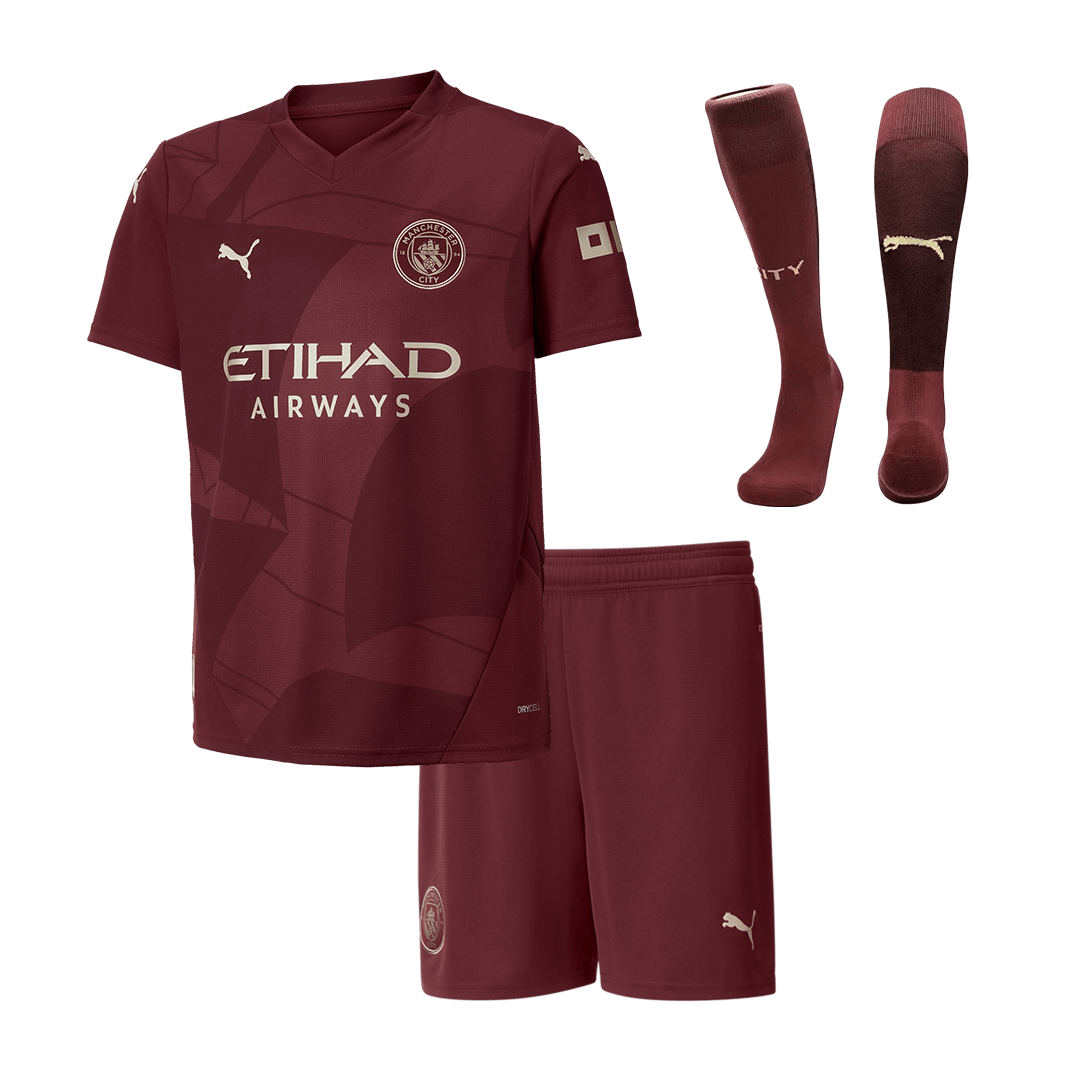 Kid's Manchester City Third Away Football Shirt Kit(Shirt+Shorts+Socks) 2024/25 Football Kit UK