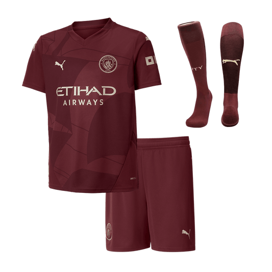 Kid's Manchester City Third Away Football Shirt Kit(Shirt+Shorts+Socks) 2024/25 Football Kit UK