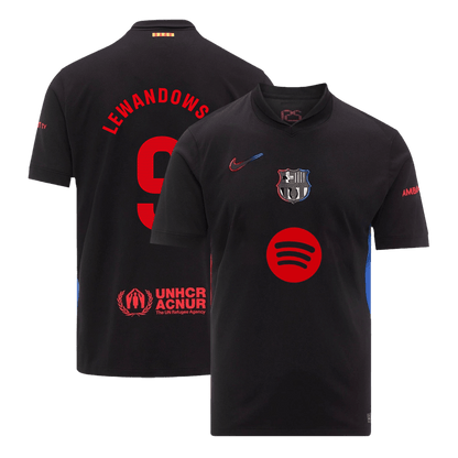 LEWANDOWSKI #9 Barcelona Away Soccer Jersey 2024/25 - Spotify Logo Without Text